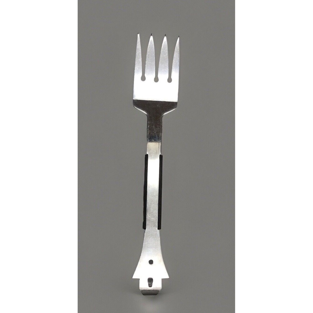 Vernco‎ BBQ Grill Fork and Can Opener Stainless Steel Wood Handle Vintage
